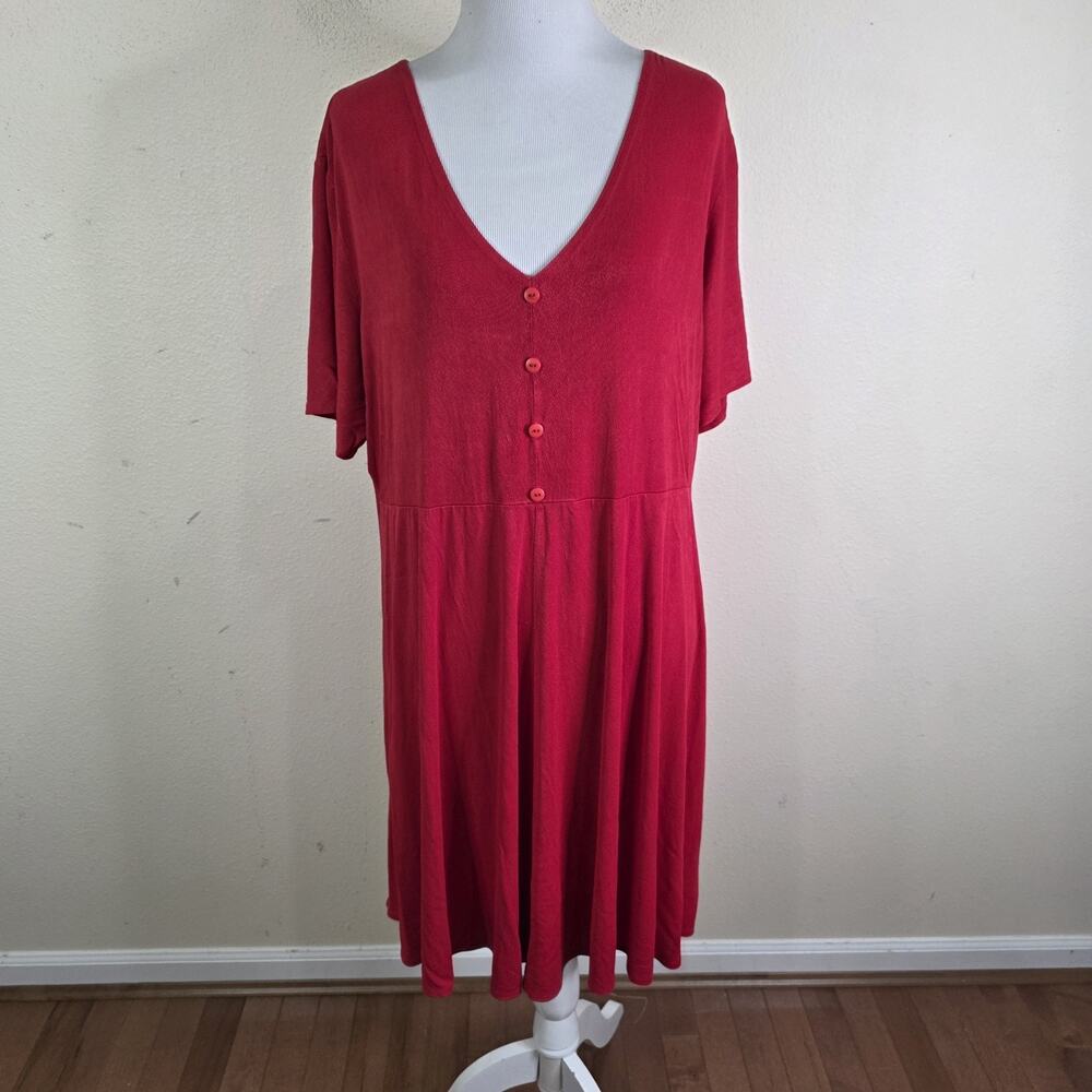 Vintage 90s Babydoll Dress Plus Size 18/20 Maggie Lawrence Red Stretchy